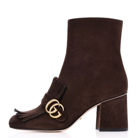 gucci marmont fringed suede ankle boots|Gucci Marmont fringe boots.